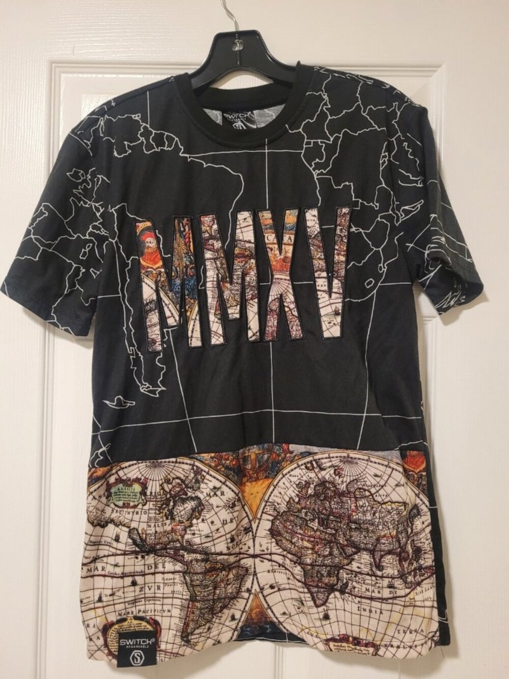 SWTCH Remarkable Men's S Black World Map Graphic Crew Neck Short Sleeve T-Shirt